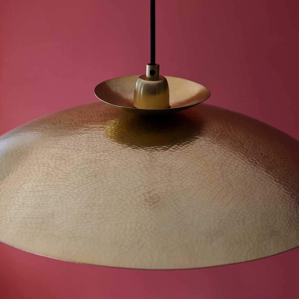 Pyleford Hammered Disc Pendant - Brass