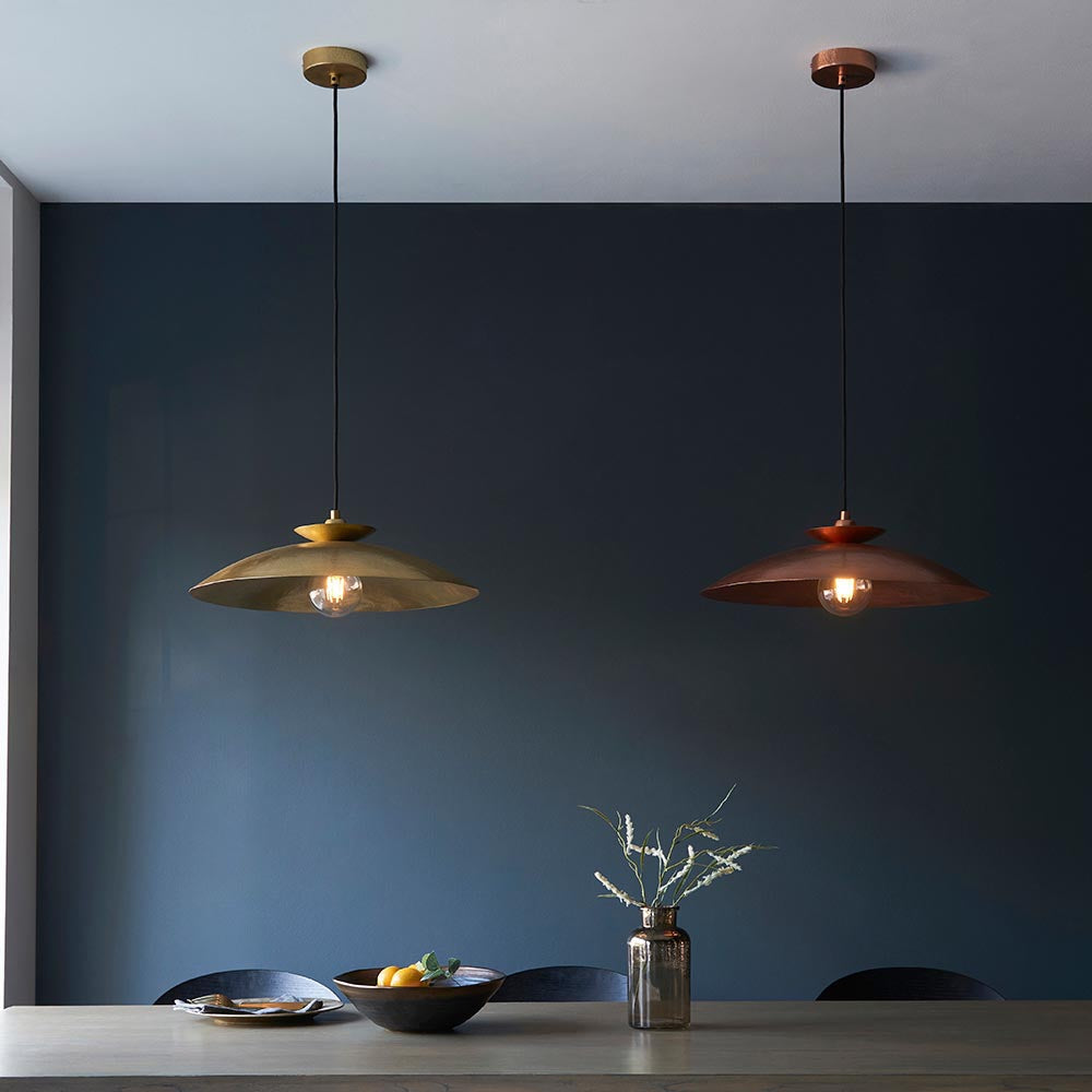 Pyleford Hammered Disc Pendant - Brass