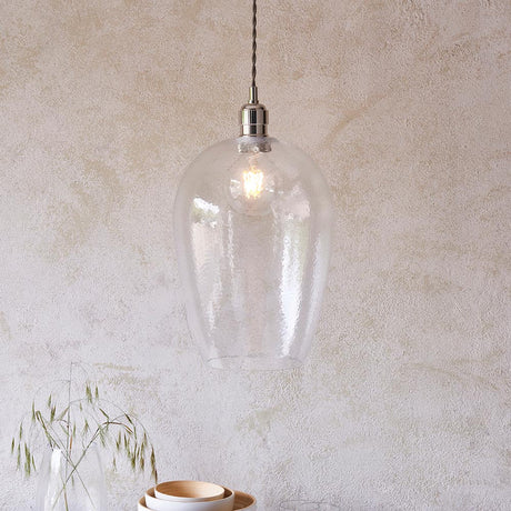 Draywick Hammered Large Pendant - Clear Bright Nickel