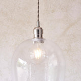Draywick Hammered Large Pendant - Clear Bright Nickel