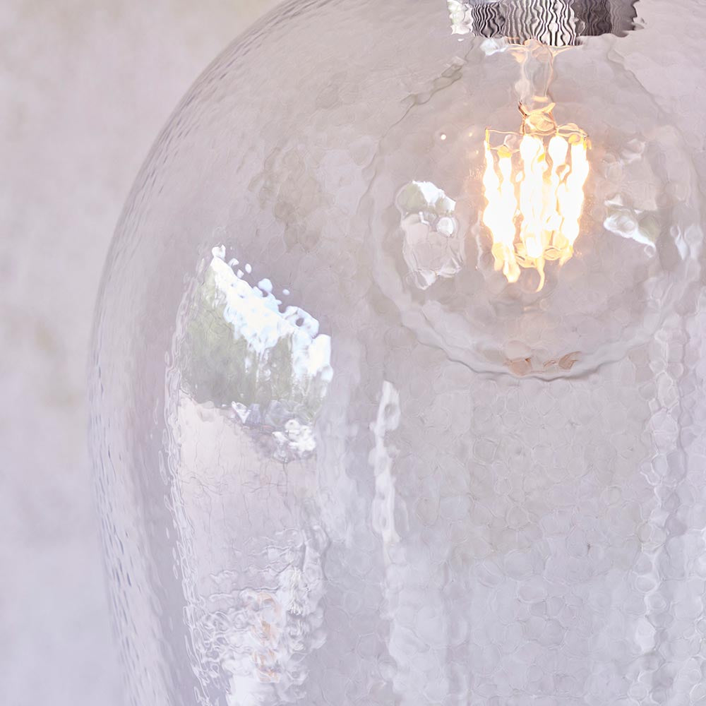 Draywick Hammered Large Pendant - Clear Bright Nickel