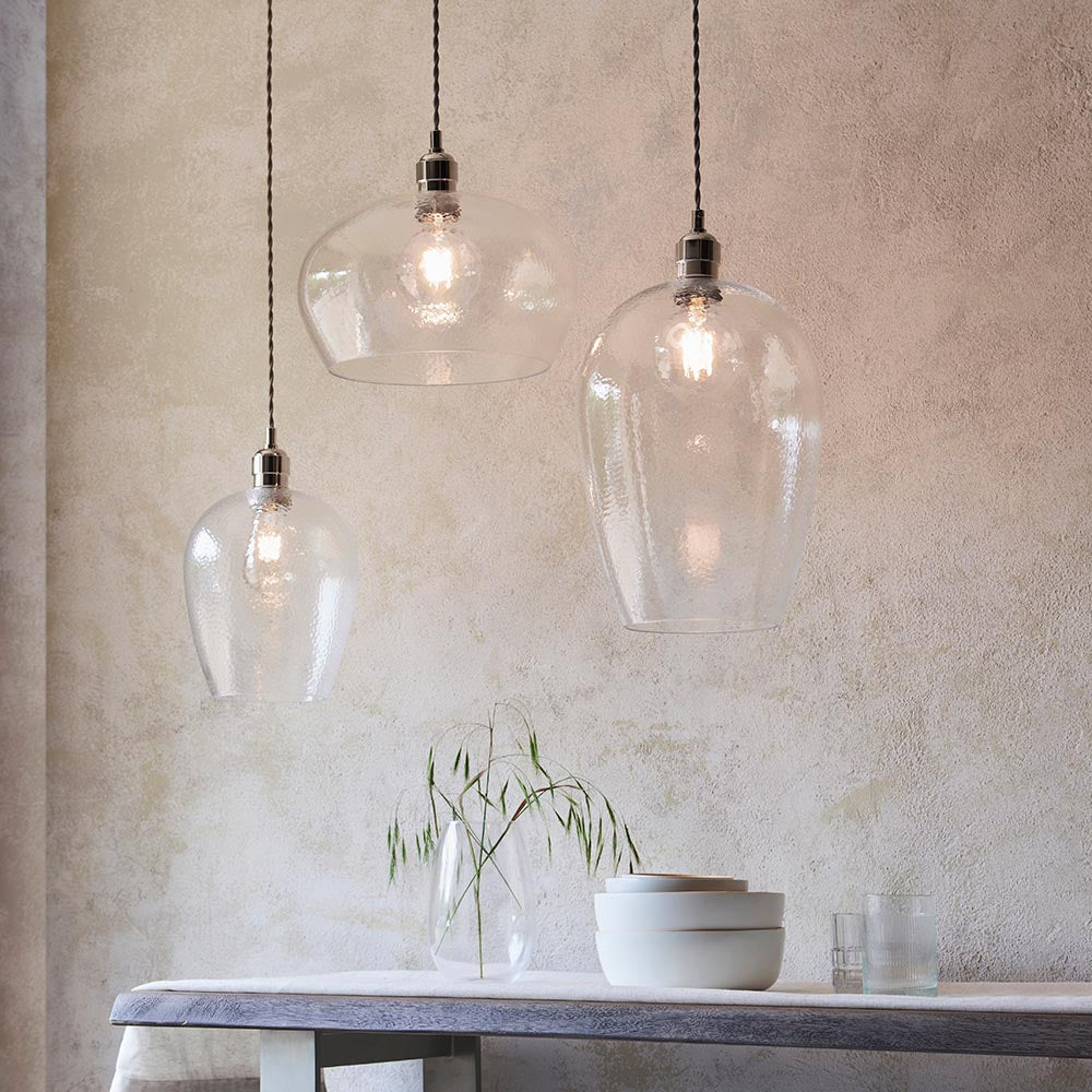 Draywick Hammered Large Pendant - Clear Bright Nickel