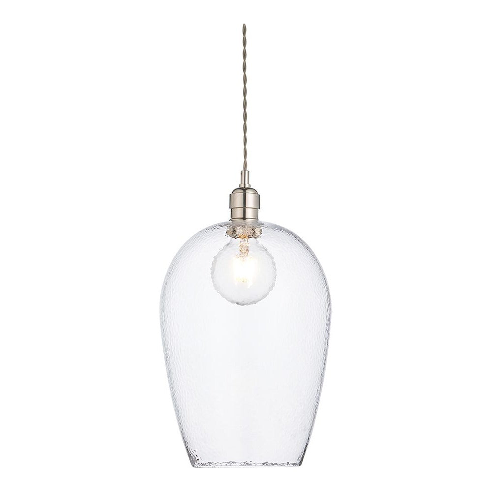Draywick Hammered Large Pendant - Clear Bright Nickel