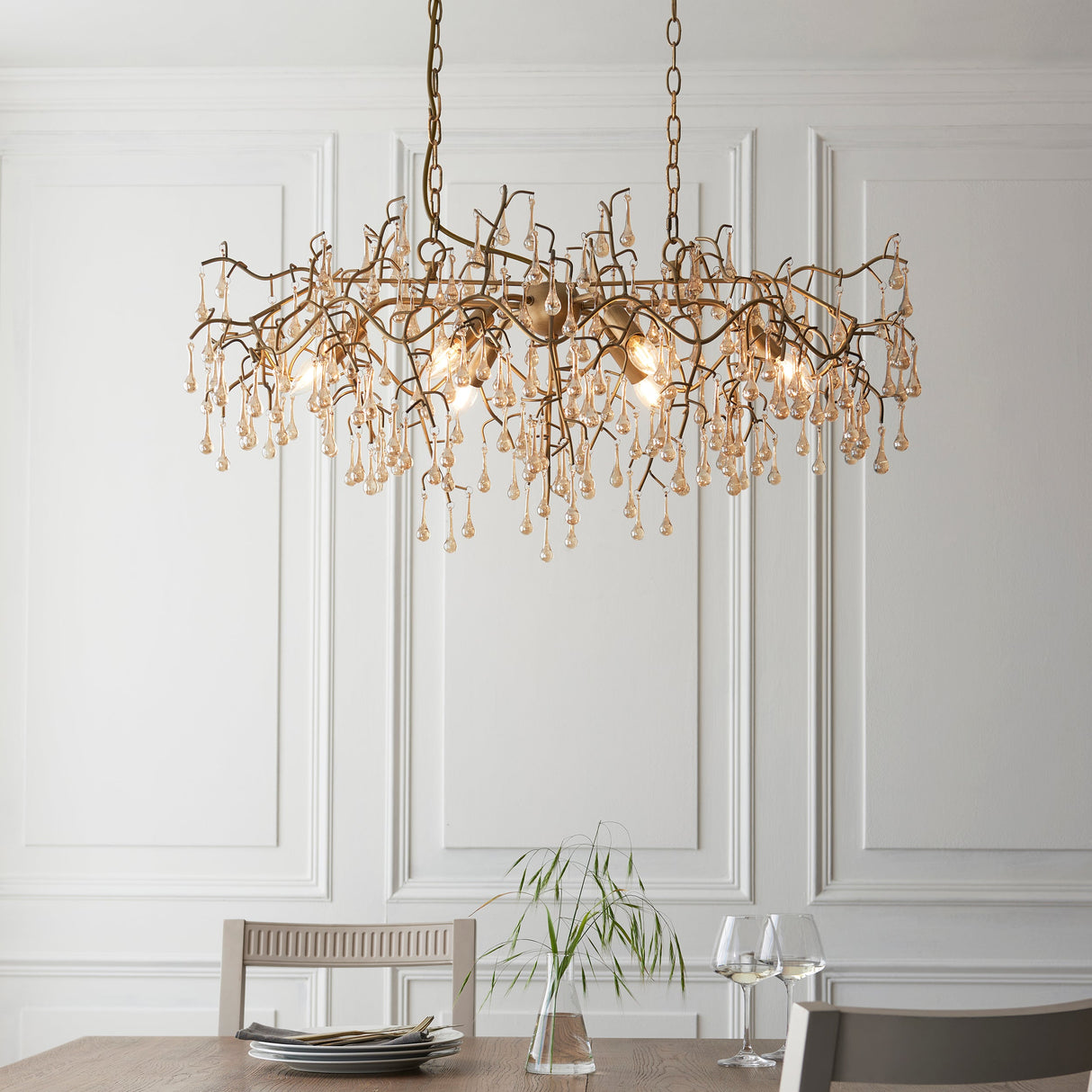 Brayworth Branch Linear Droplets 6 Light Chandelier - Aged Gold