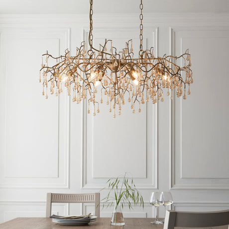 Brayworth Branch Linear Droplets 6 Light Chandelier - Aged Gold
