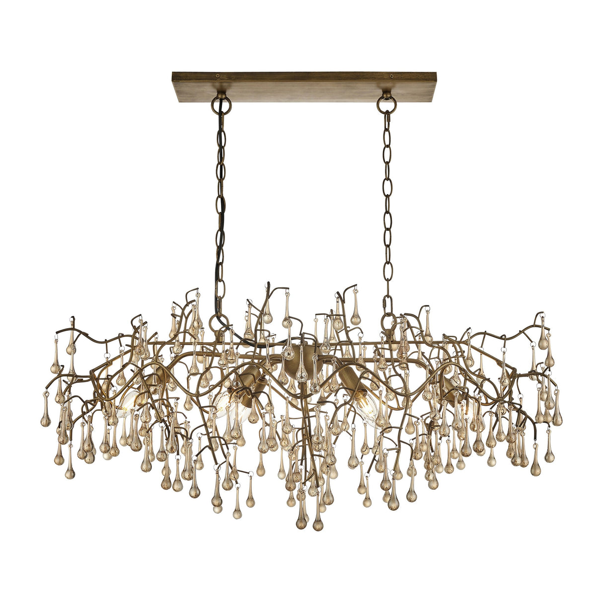 Brayworth Branch Linear Droplets 6 Light Chandelier - Aged Gold