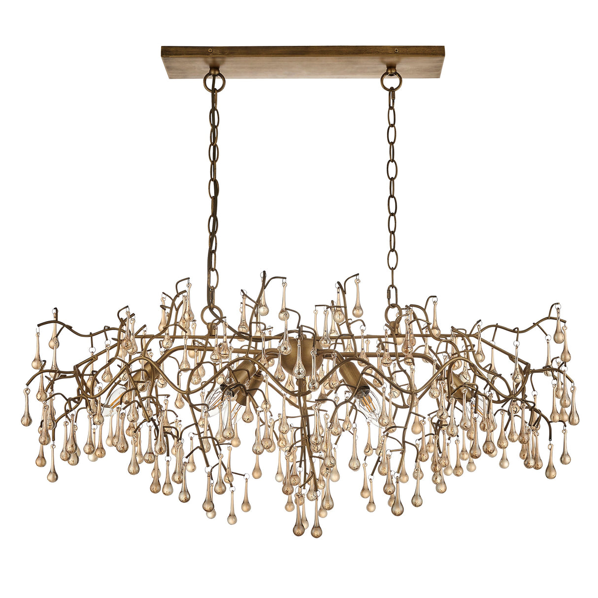 Brayworth Branch Linear Droplets 6 Light Chandelier - Aged Gold