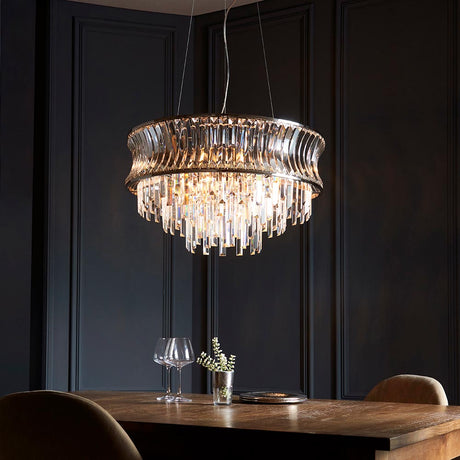Wychford Concave 9 Light Pendant - Bright Nickel Clear