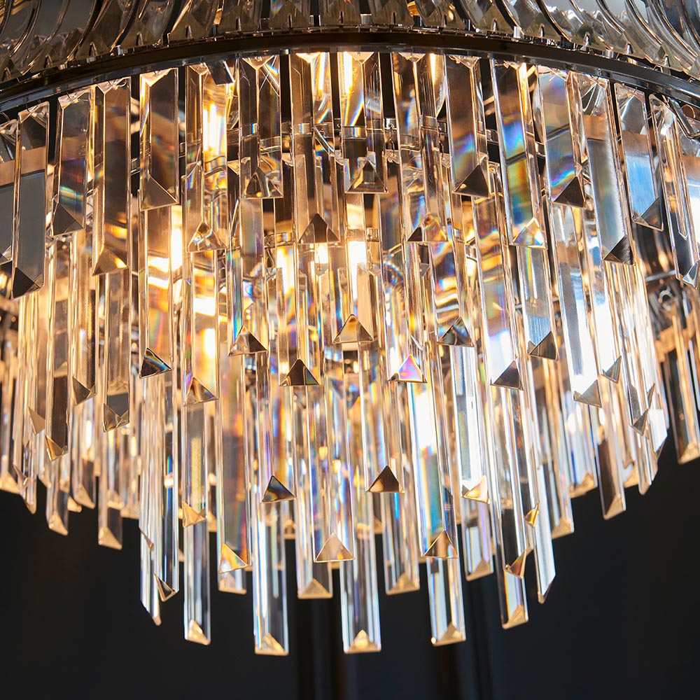 Wychford Concave 9 Light Pendant - Bright Nickel Clear