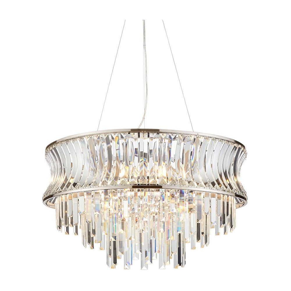 Wychford Concave 9 Light Pendant - Bright Nickel Clear