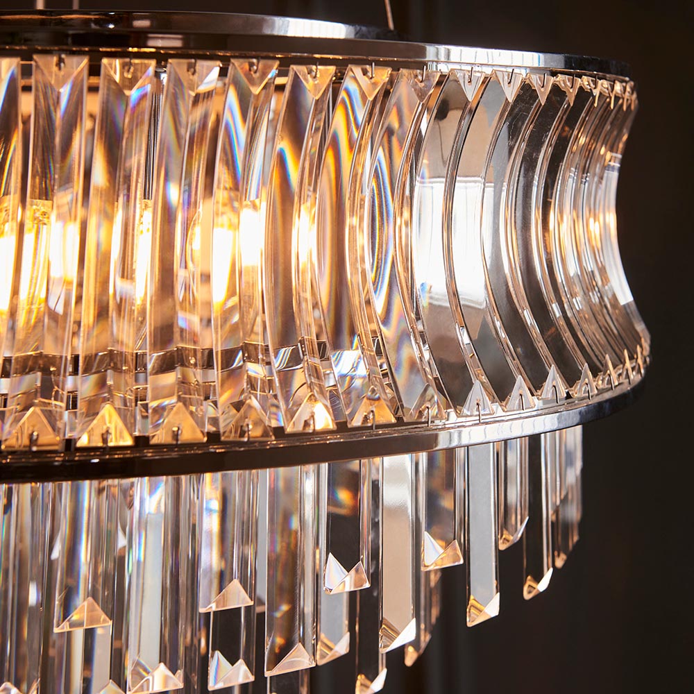 Wychford Concave 9 Light Pendant - Bright Nickel Clear