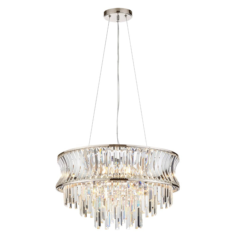 Wychford Concave 9 Light Pendant - Bright Nickel Clear