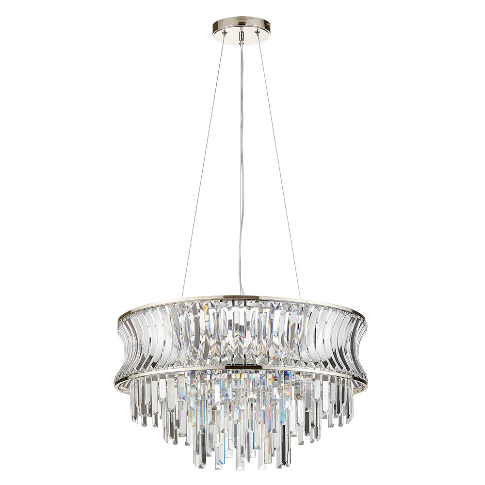 Wychford Concave 9 Light Pendant - Bright Nickel Clear