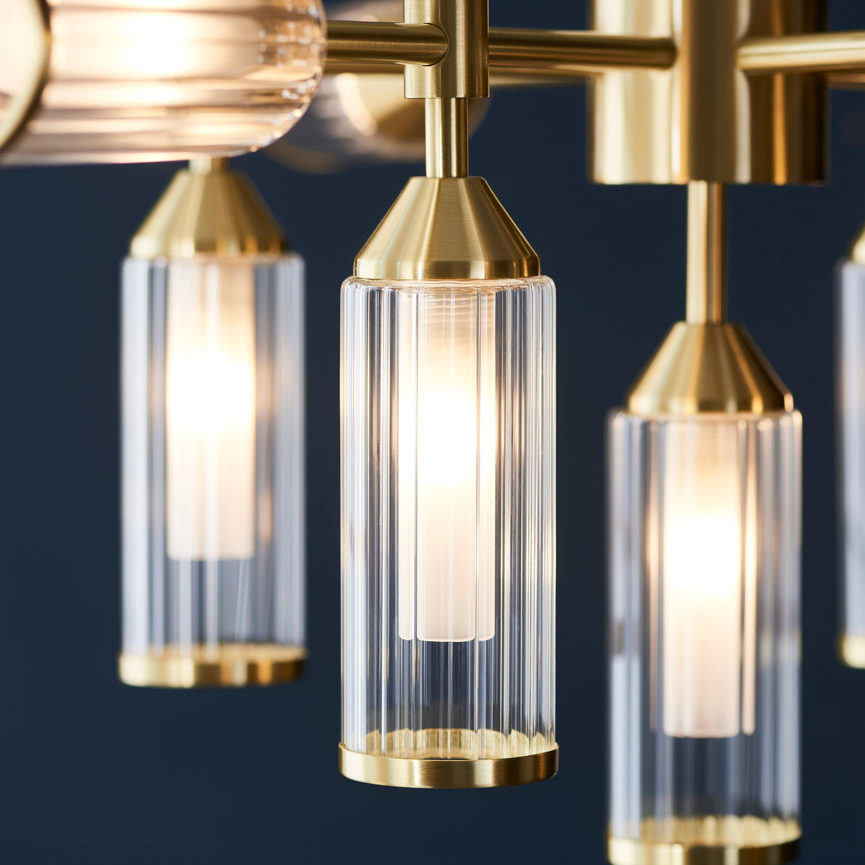 Gorsewell Ribbed 13 Light Pendant - Frosted Satin Brass