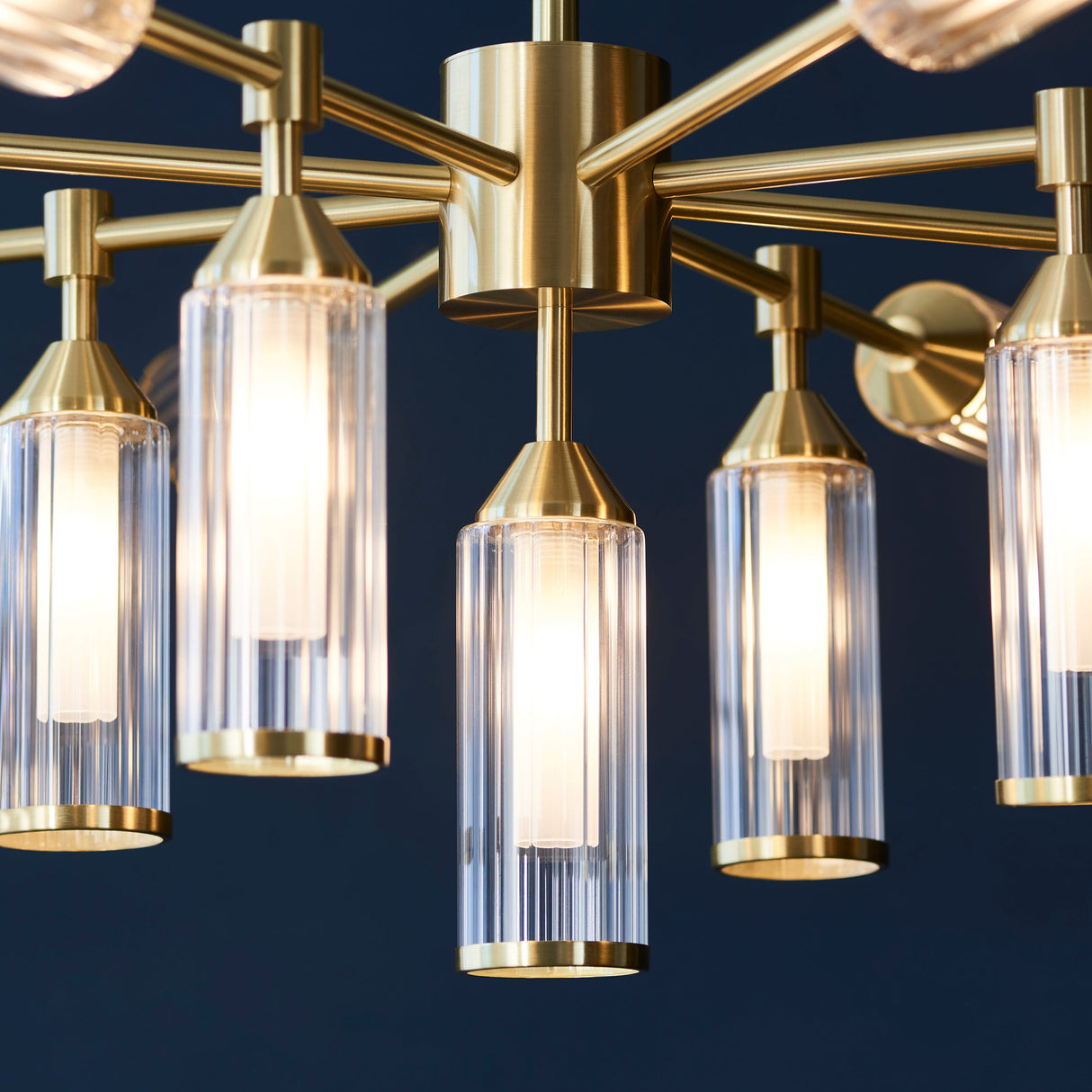 Gorsewell Ribbed 13 Light Pendant - Frosted Satin Brass