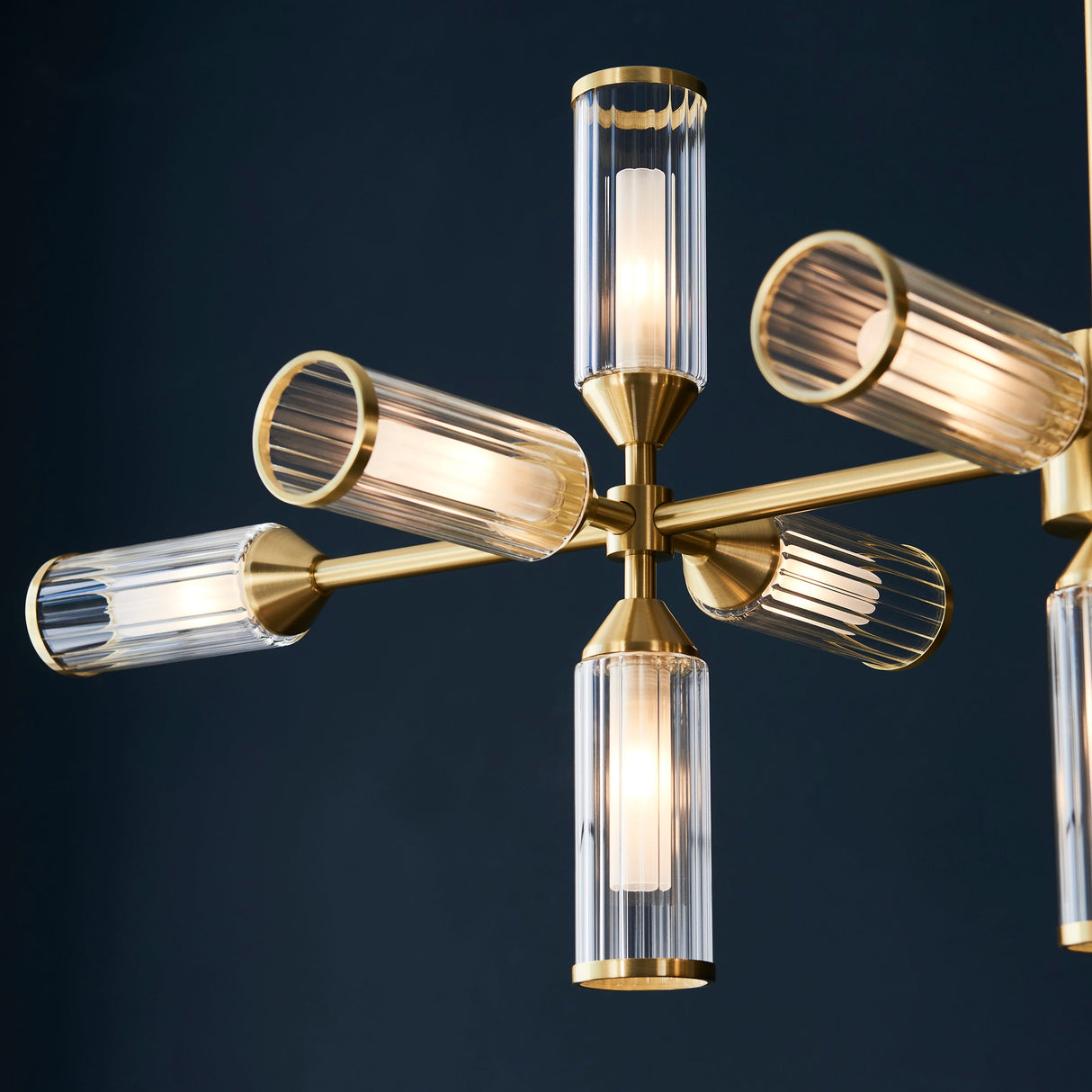 Gorsewell Ribbed 13 Light Pendant - Frosted Satin Brass
