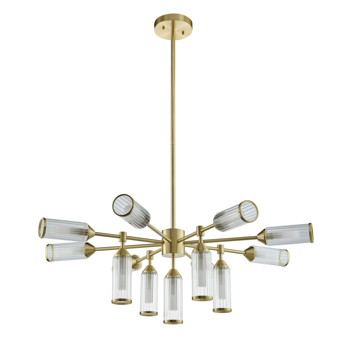 Gorsewell Ribbed 13 Light Pendant - Frosted Satin Brass