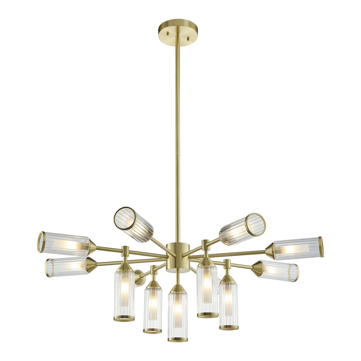 Gorsewell Ribbed 13 Light Pendant - Frosted Satin Brass
