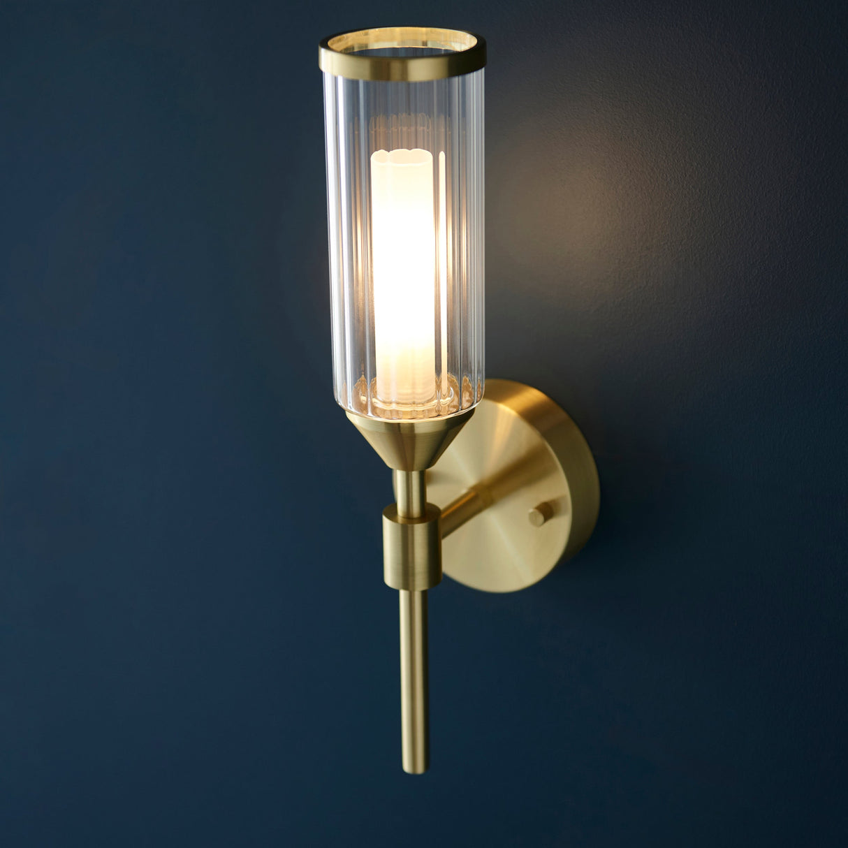 Gorsewell Ribbed Single Wall Light - Frosted Satin Brass