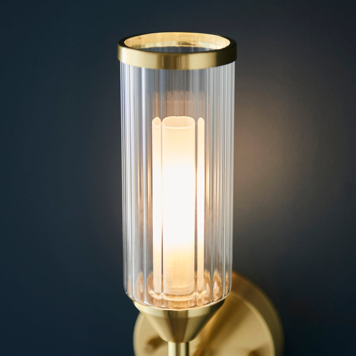 Gorsewell Ribbed Single Wall Light - Frosted Satin Brass