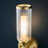 Gorsewell Ribbed Single Wall Light - Frosted Satin Brass