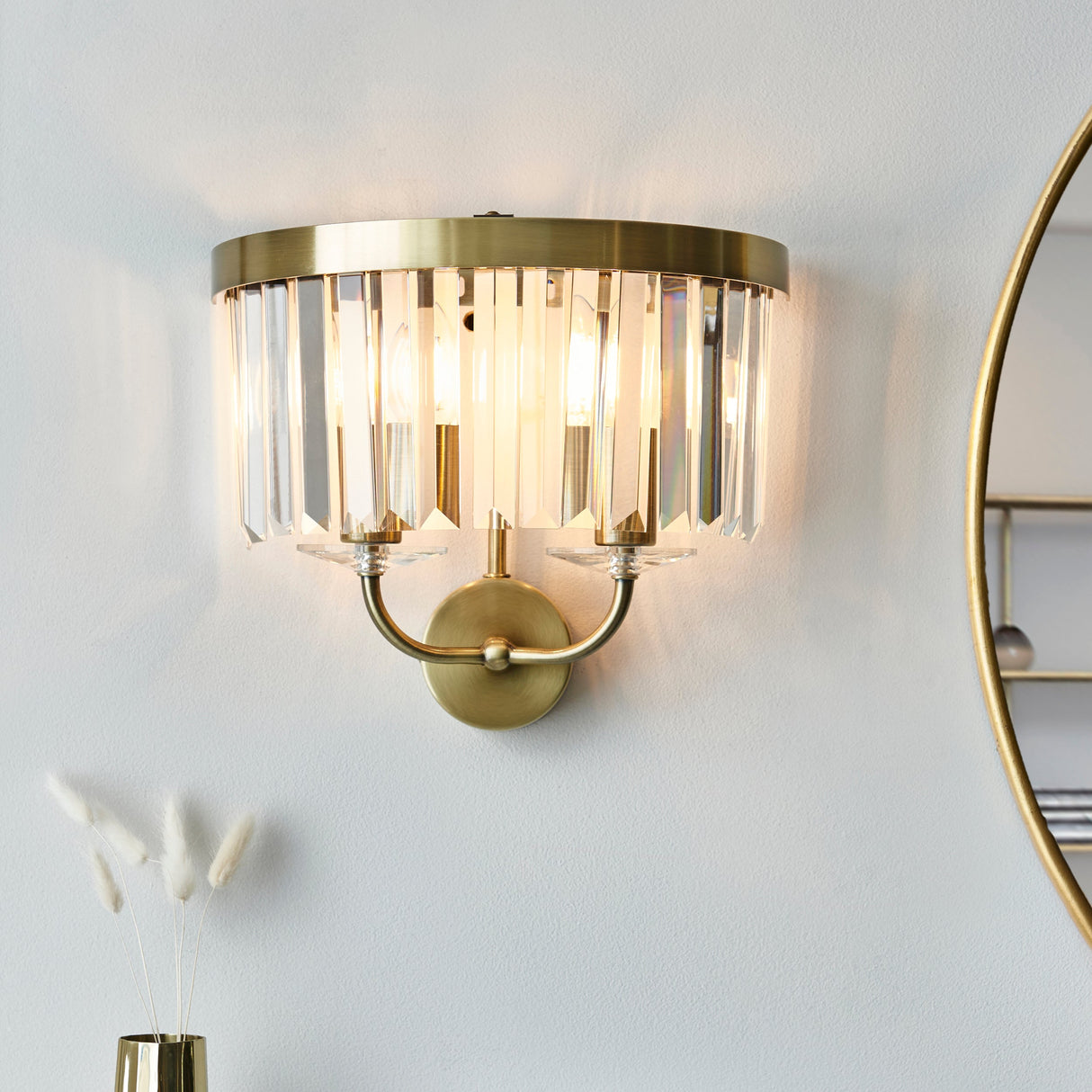 Calverdale Cut 2 Light Wall Light - Antique Brass