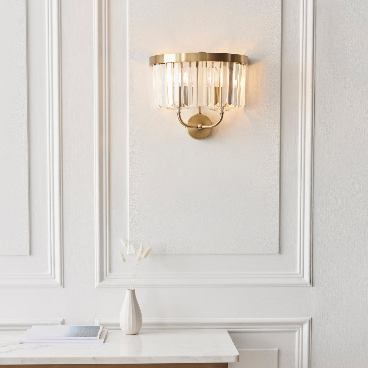 Calverdale Cut 2 Light Wall Light - Antique Brass