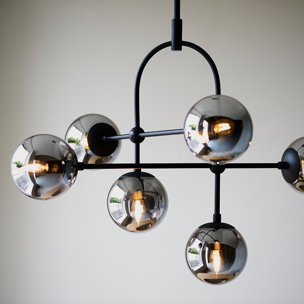 Haldmere Adjustable Stem 6 Light Pendant - Matt Black Grey