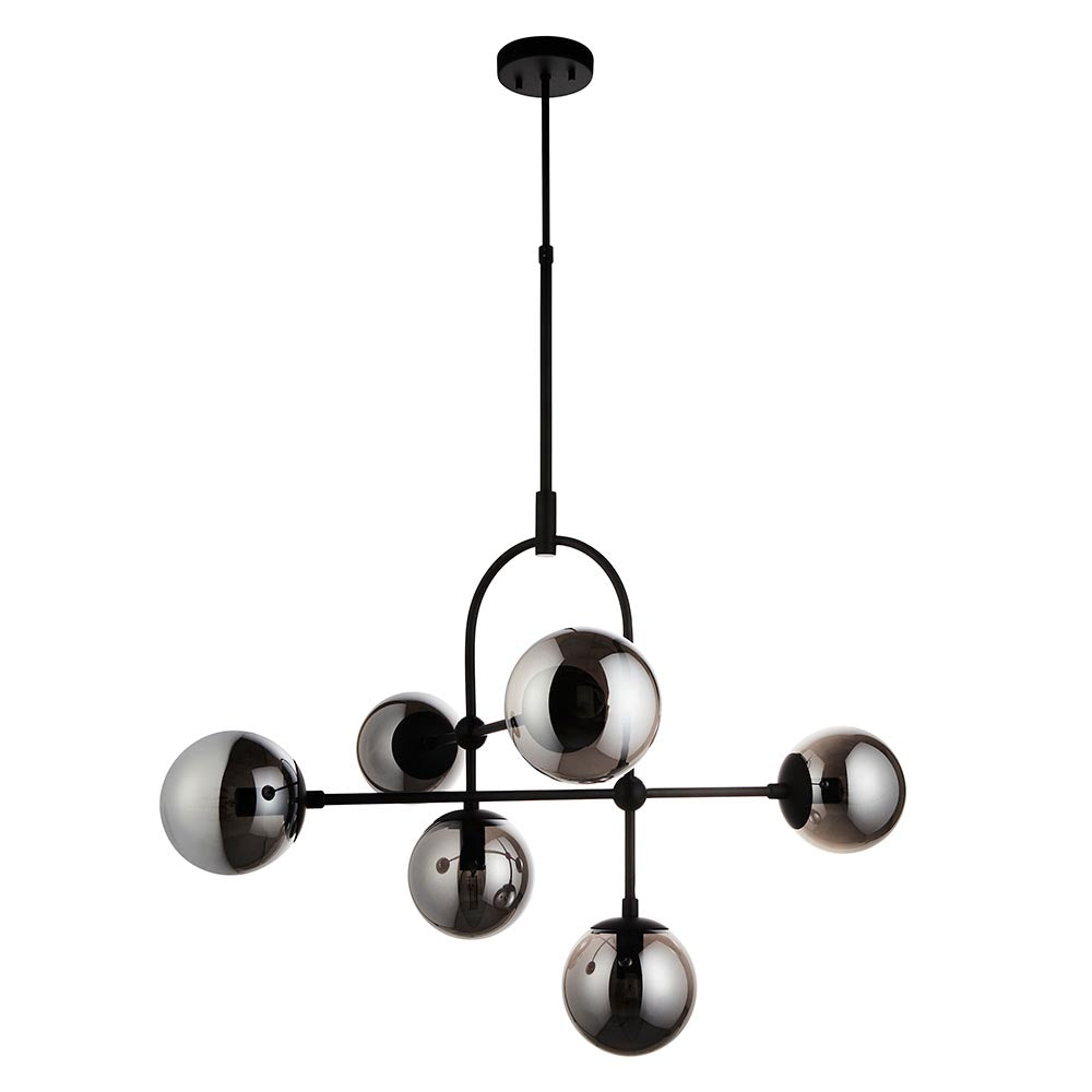 Haldmere Adjustable Stem 6 Light Pendant - Matt Black Grey