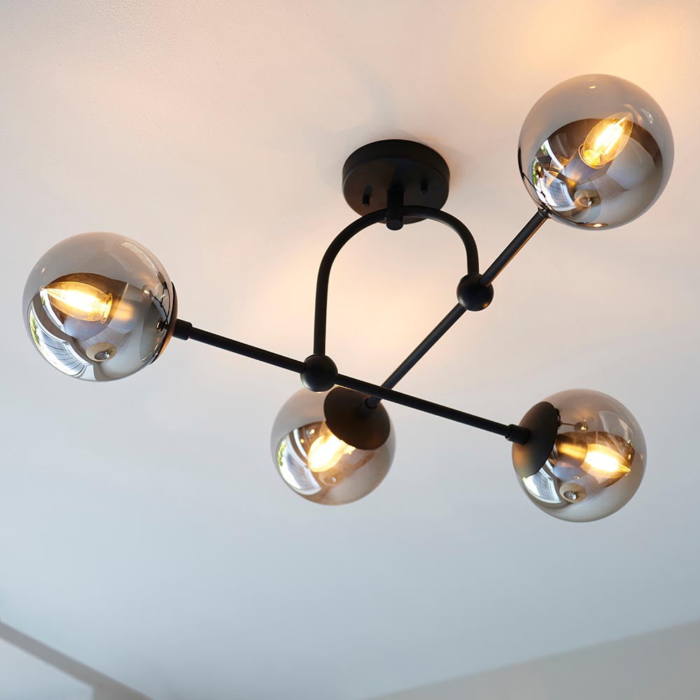 Haldmere Semi-flush 4 Light Flush Ceiling Light - Matt Black Grey