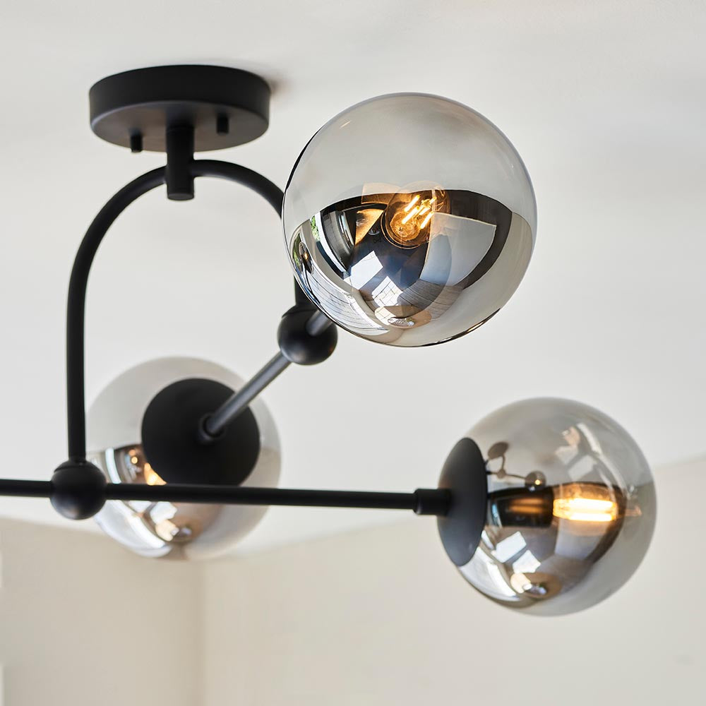 Haldmere Semi-flush 4 Light Flush Ceiling Light - Matt Black Grey