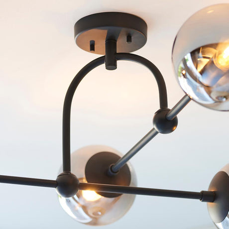 Haldmere Semi-flush 4 Light Flush Ceiling Light - Matt Black Grey