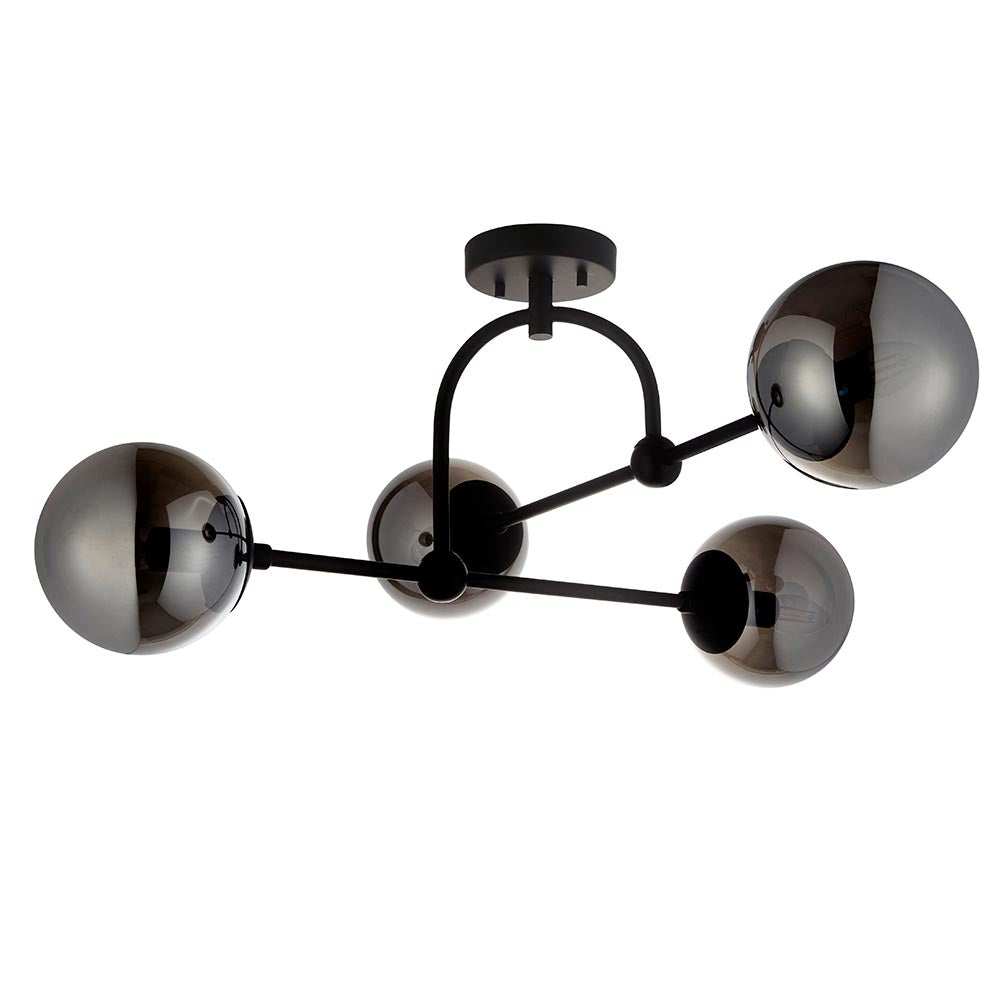 Haldmere Semi-flush 4 Light Flush Ceiling Light - Matt Black Grey