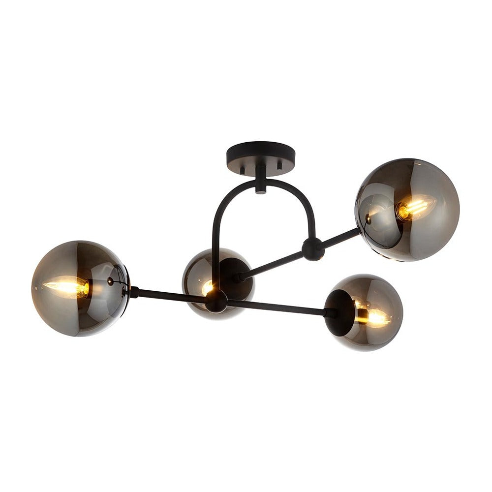 Haldmere Semi-flush 4 Light Flush Ceiling Light - Matt Black Grey
