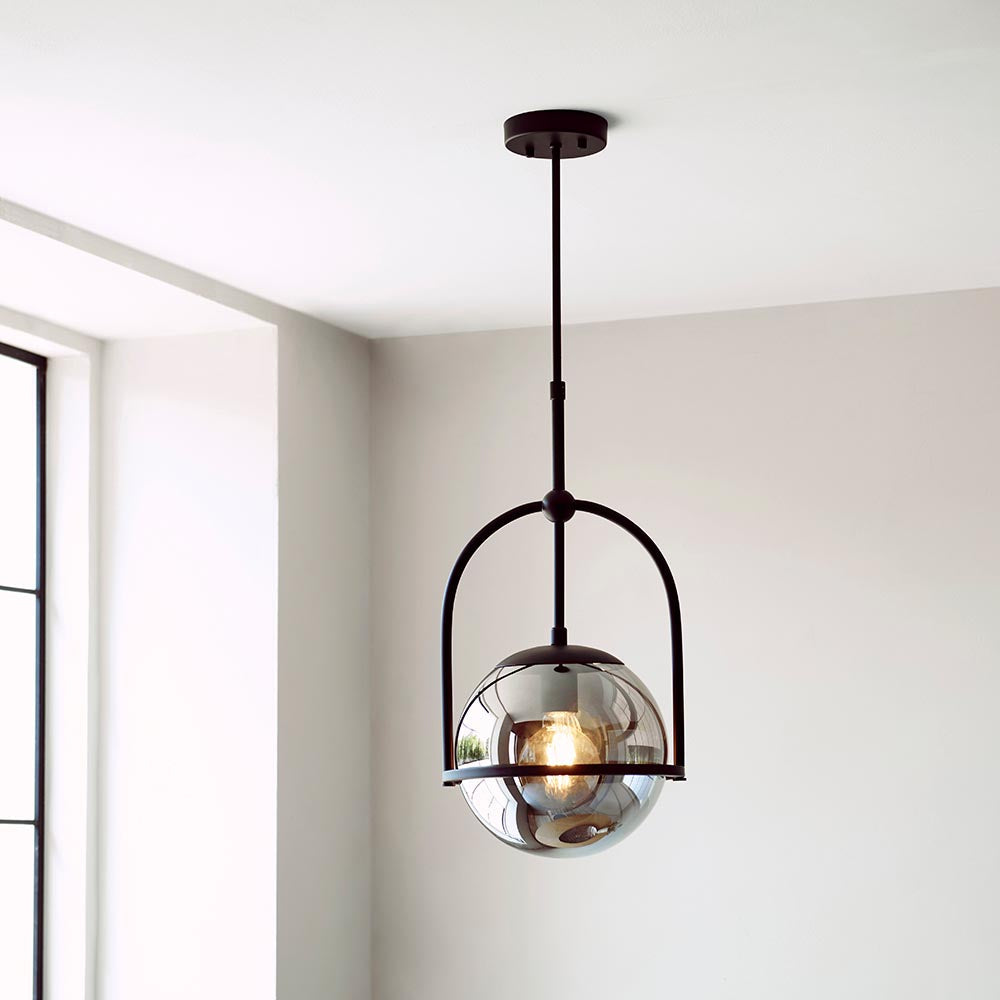 Haldmere Single Adjustable Stem Pendant - Matt Black Grey