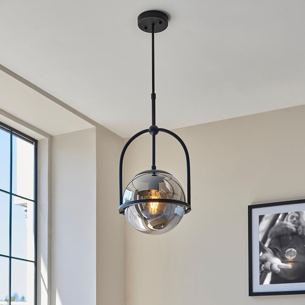 Haldmere Single Adjustable Stem Pendant - Matt Black Grey