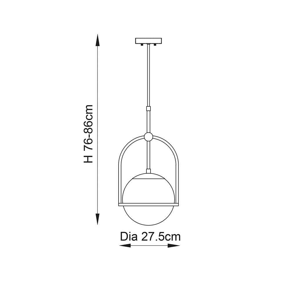 Haldmere Single Adjustable Stem Pendant - Matt Black Grey