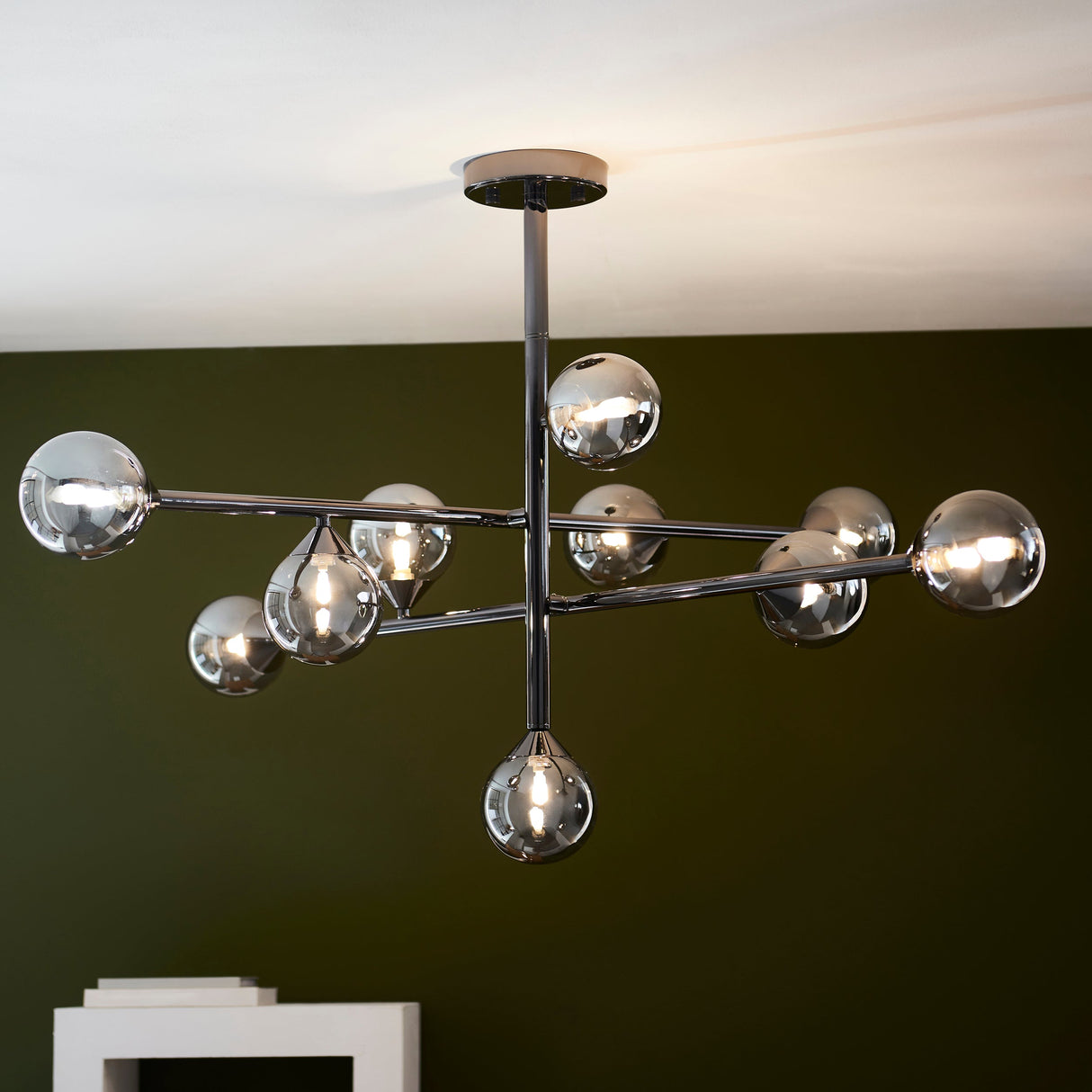 Brammoor 10 Light Pendant - Matt Black Smokey
