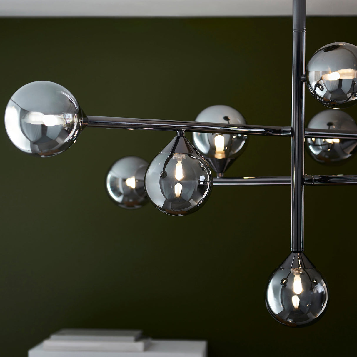 Brammoor 10 Light Pendant - Matt Black Smokey