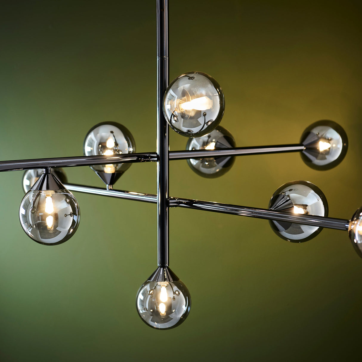 Brammoor 10 Light Pendant - Matt Black Smokey