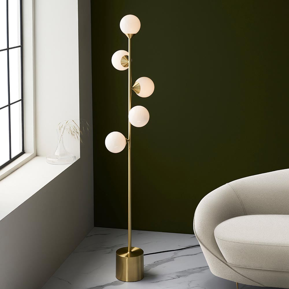 Brammoor Gloss Floor Lamp - Satin Brushed Gold