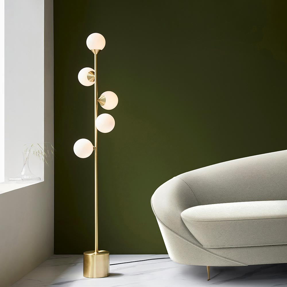 Brammoor Gloss Floor Lamp - Satin Brushed Gold