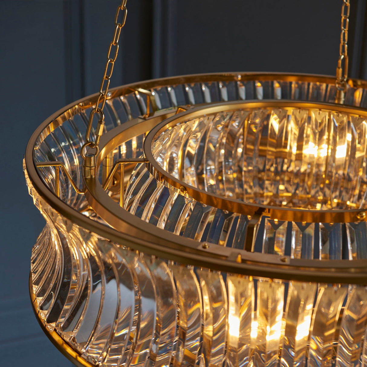 Wychford Warm Concave 6 Light Pendant - Brushed Brass Clear