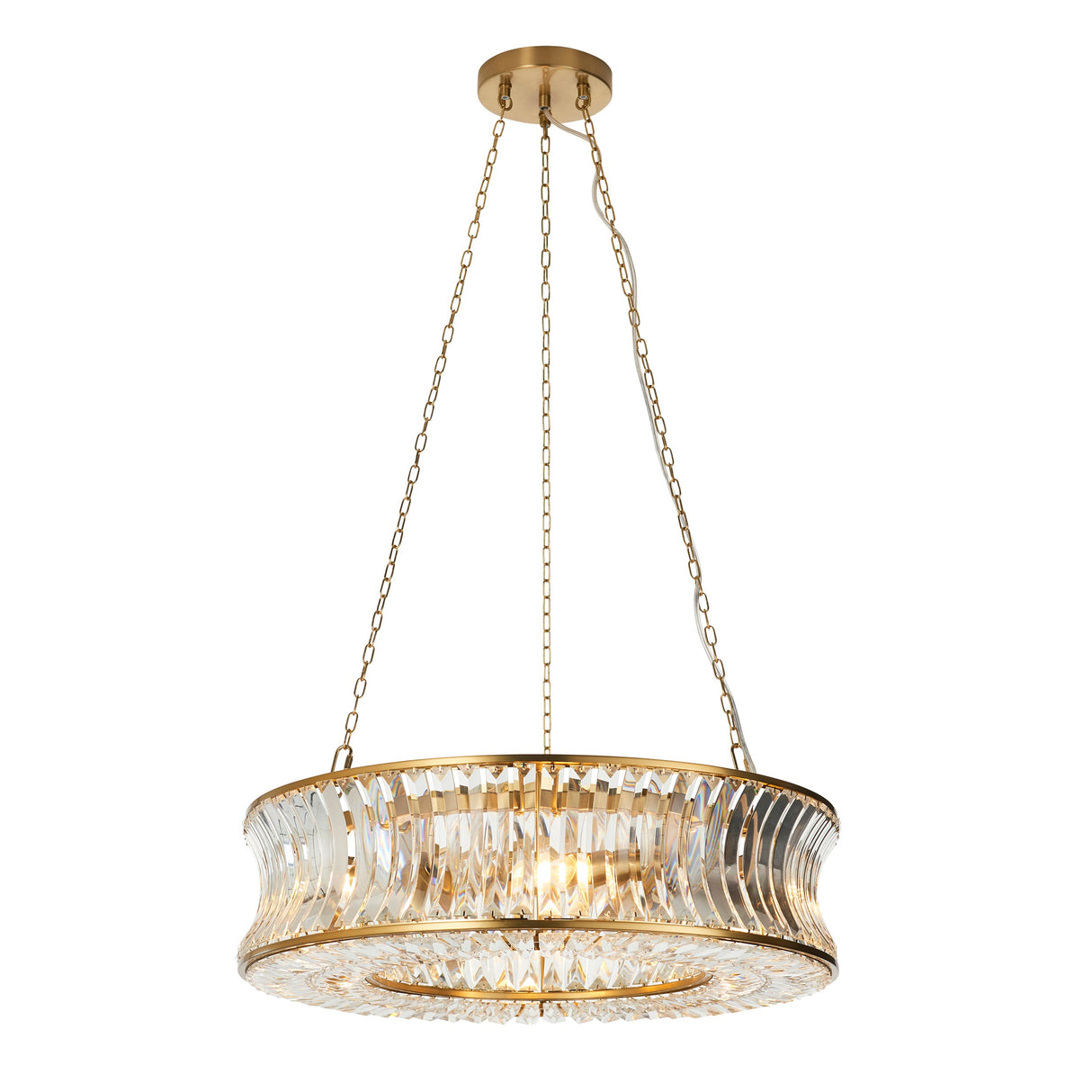 Wychford Warm Concave 6 Light Pendant - Brushed Brass Clear