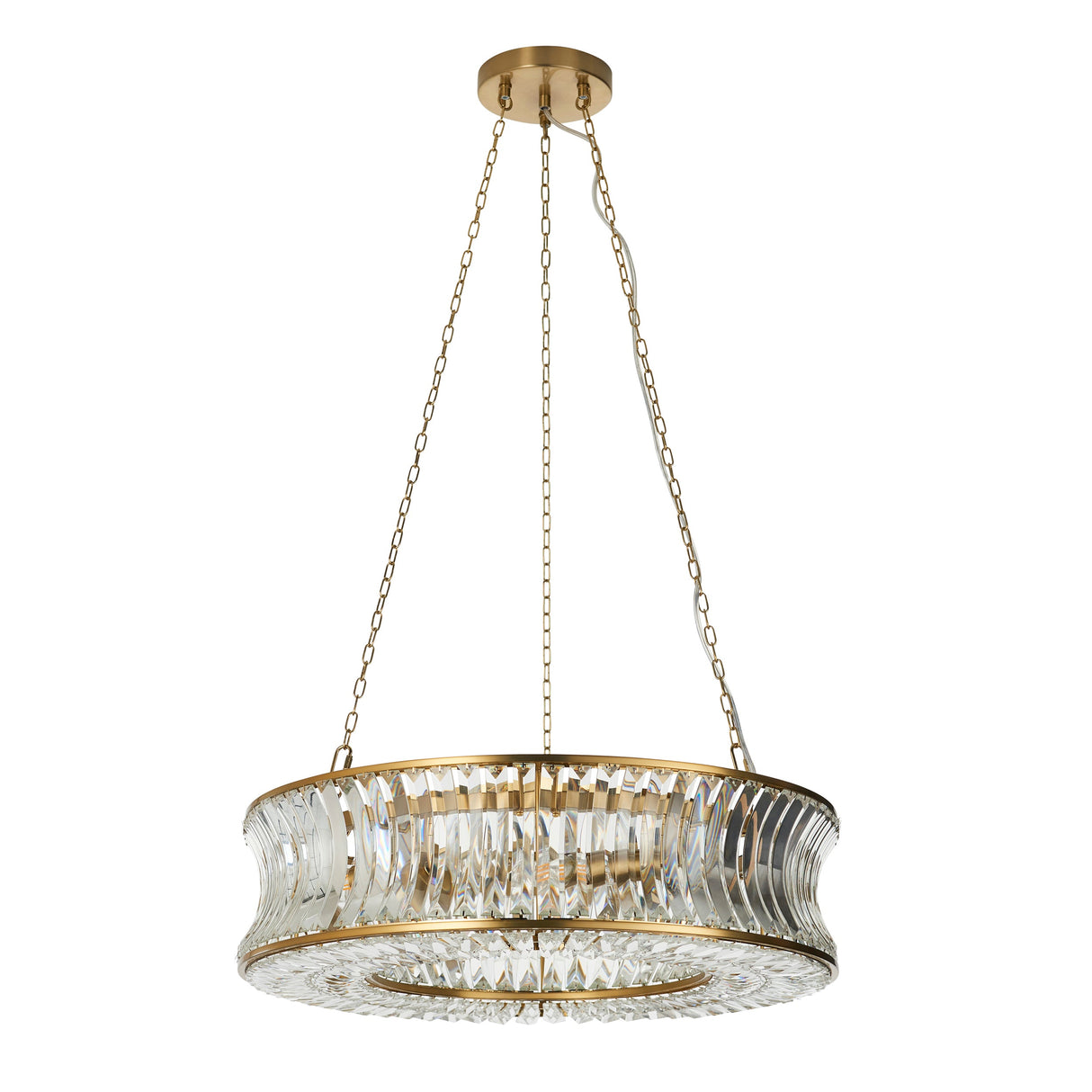 Wychford Warm Concave 6 Light Pendant - Brushed Brass Clear