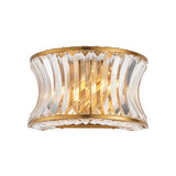 Wychford Warm Concave 2 Light Wall Light - Brushed Brass Clear