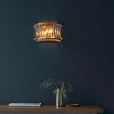 Wychford Warm Concave 2 Light Wall Light - Brushed Brass Clear