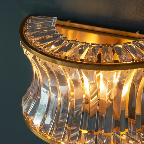 Wychford Warm Concave 2 Light Wall Light - Brushed Brass Clear