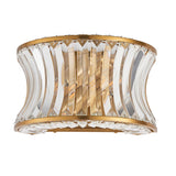 Wychford Warm Concave 2 Light Wall Light - Brushed Brass Clear