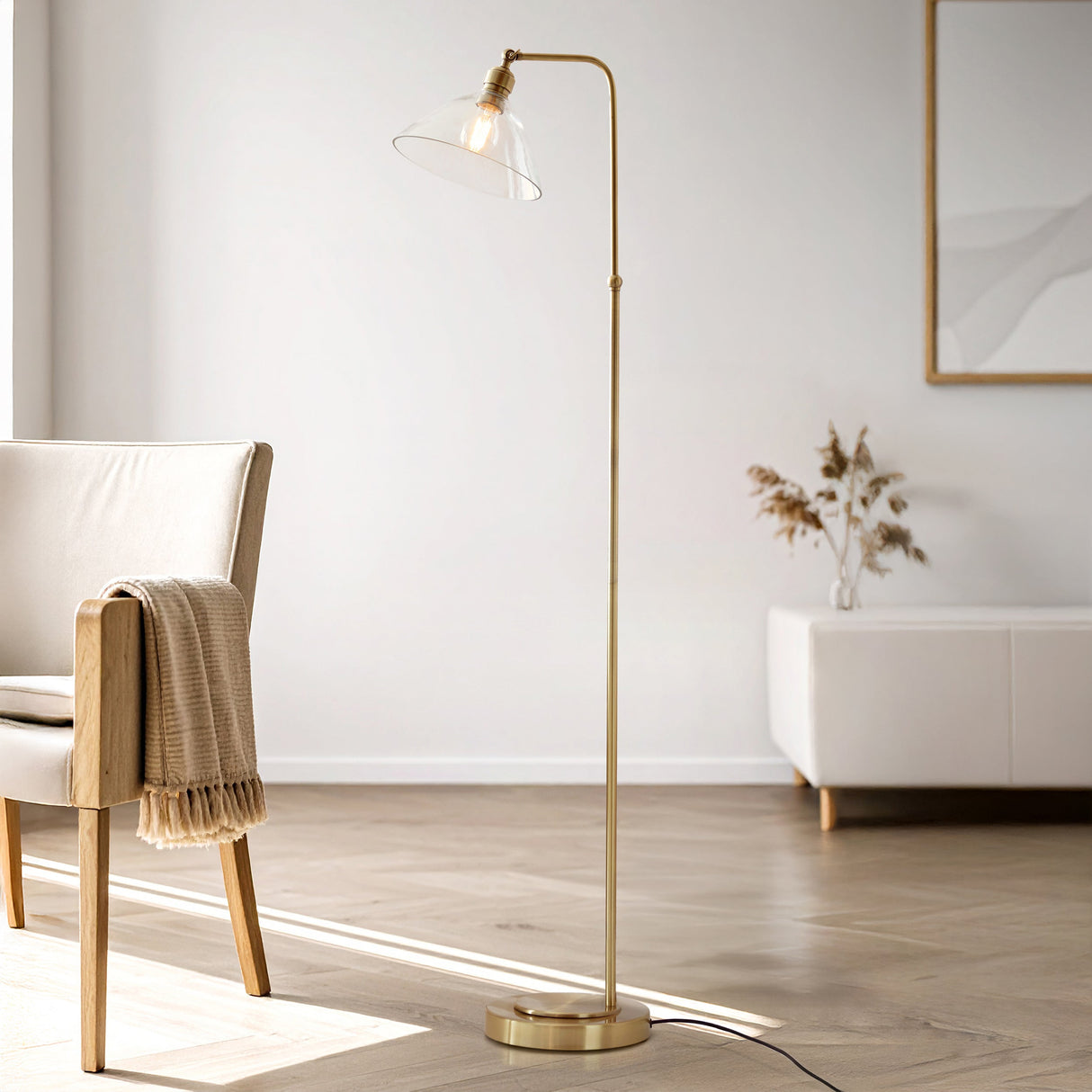 Vellmere Floor Lamp - Clear Antique Brass